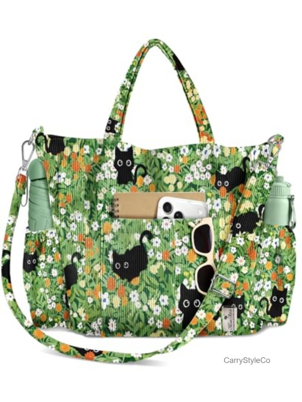Corduroy Crossbody Tote Bag Satchel Fits 15" Laptop Travel Work
